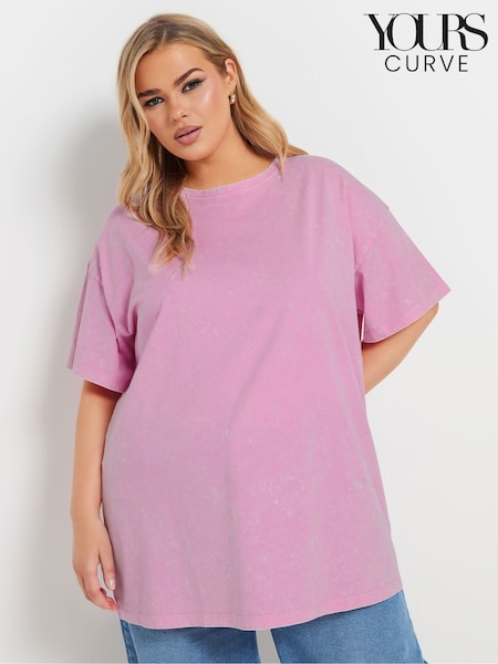Yours Curve Pink Brunch Club Acid 100% Cotton T-Shirt (F30329) | 99 QAR