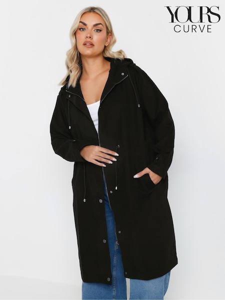 Yours Curve Black Longline Cotton Parka (F30344) | €72