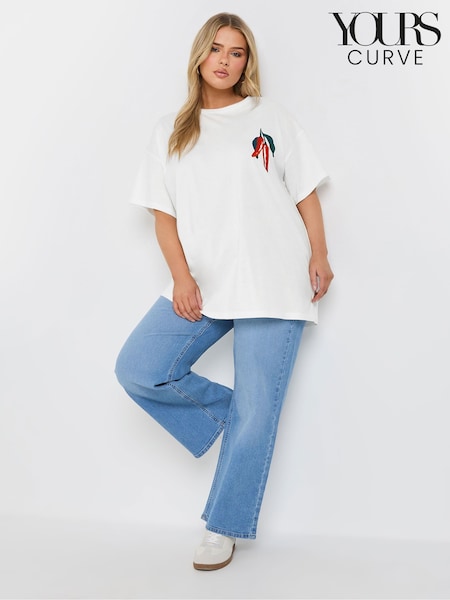 Yours Curve White Spicy Chilli 100% Cotton T-Shirt (F30353) | €25