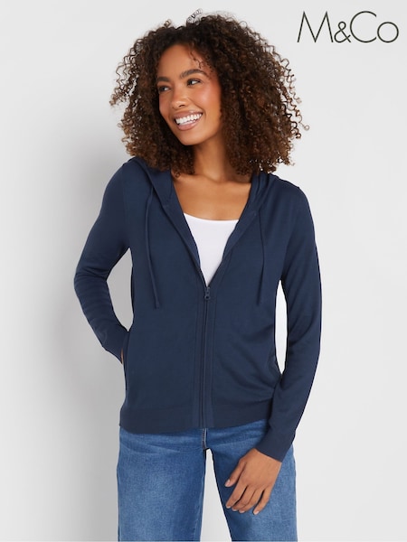 M&Co Blue Knitted Hoodie (F30363) | 163 QAR