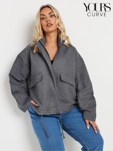 Yours Curve Grey Twill Drop Shoulder Jacket (F30373) | €59