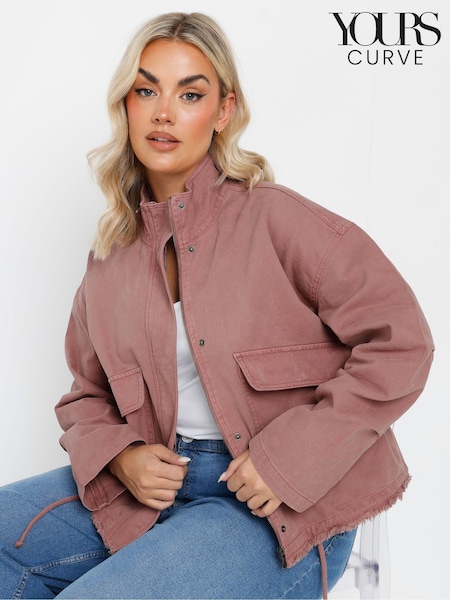 Yours Curve Pink Twill Drop Shoulder Jacket (F30376) | €59