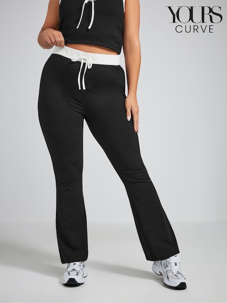 Yours Curve Black Limited Contrast Band Flare Leggings (F30384) | €31