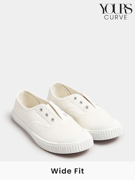 Yours Curve Wide Fit Lace-Less Canvas Pumps (F30401) | €38