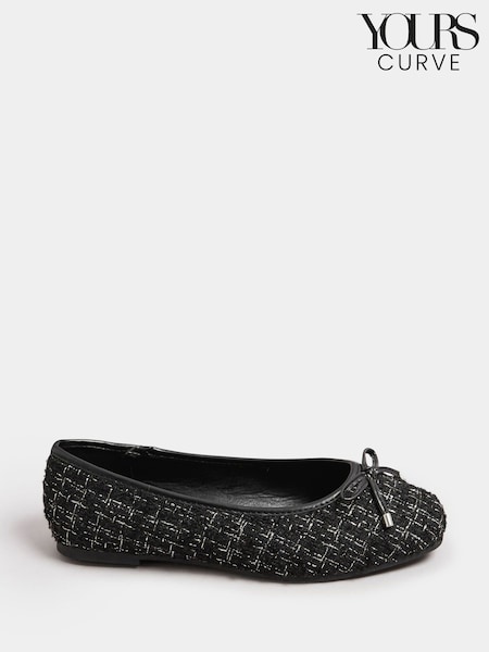 Musta - Yours Curve Extra-wide Fit Boucle Ballet Pumps (F30402) | €43