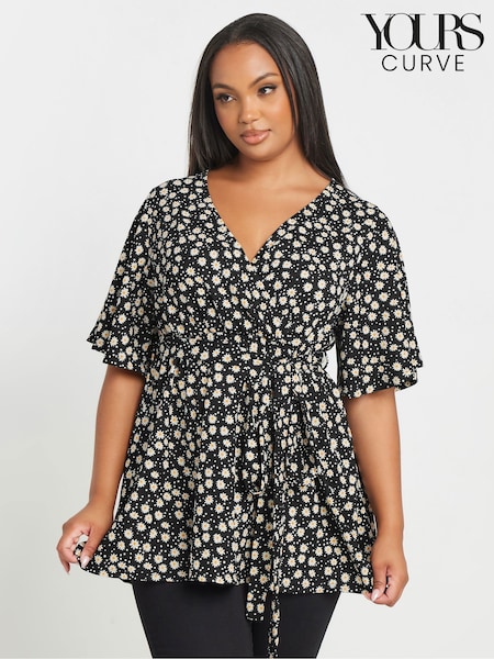 Yours Curve Floral Print Wrap Top (F30416) | R$ 285