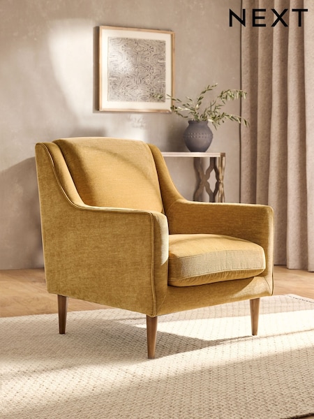 Relaxed Chenille Ochre Yellow Prescott Armchair (F30473) | €460