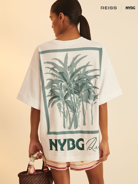 Reiss Blue/Ivory Spencer Reiss | NYBG Floral Oversize T-Shirt (F30541) | $123