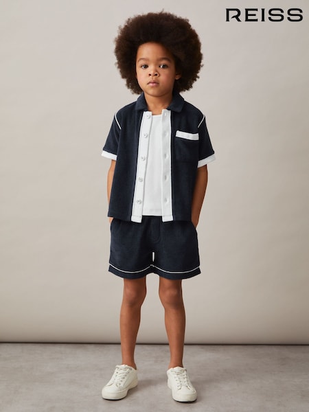 Reiss Blue Multi Micah 3-9 yrs Velour Colour-Block Shirt (F30549) | €58
