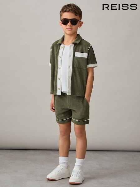 أخضر متعدد الألوان - Reiss Selvio Velour Colour-Block Shorts (F30556) | ‏245 د.إ.‏