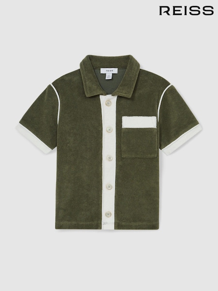 Reiss Green Multi Micah 13-14 yrs Velour Colour-Block Shirt (F30599) | €67