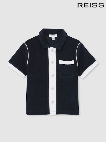 Reiss Blue Multi Micah 13-14 yrs Velour Colour-Block Shirt (F30606) | €67