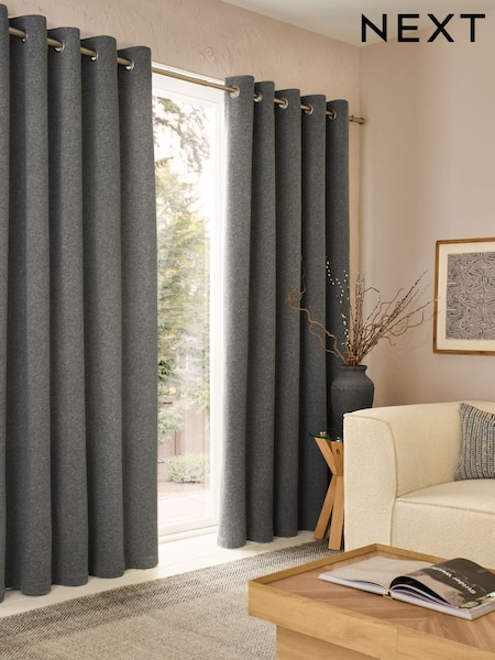 Charcoal Grey Textured Felt Pencil Pleat Curtains (F30628) | €82 - €215