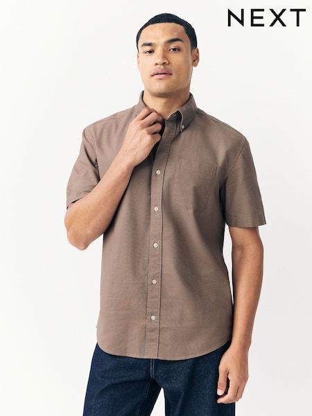 Pedra natural - Short Sleeve Oxford Shirt (F30649) | R$ 230