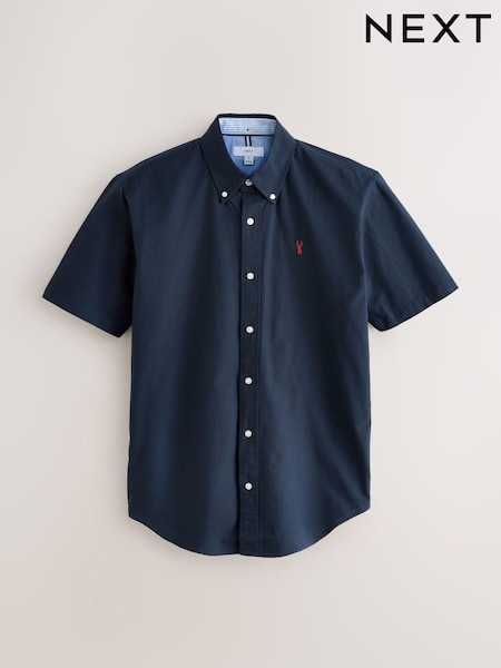 Navy Blue Slim Fit Short Sleeve Oxford Shirt (F30651) | €26