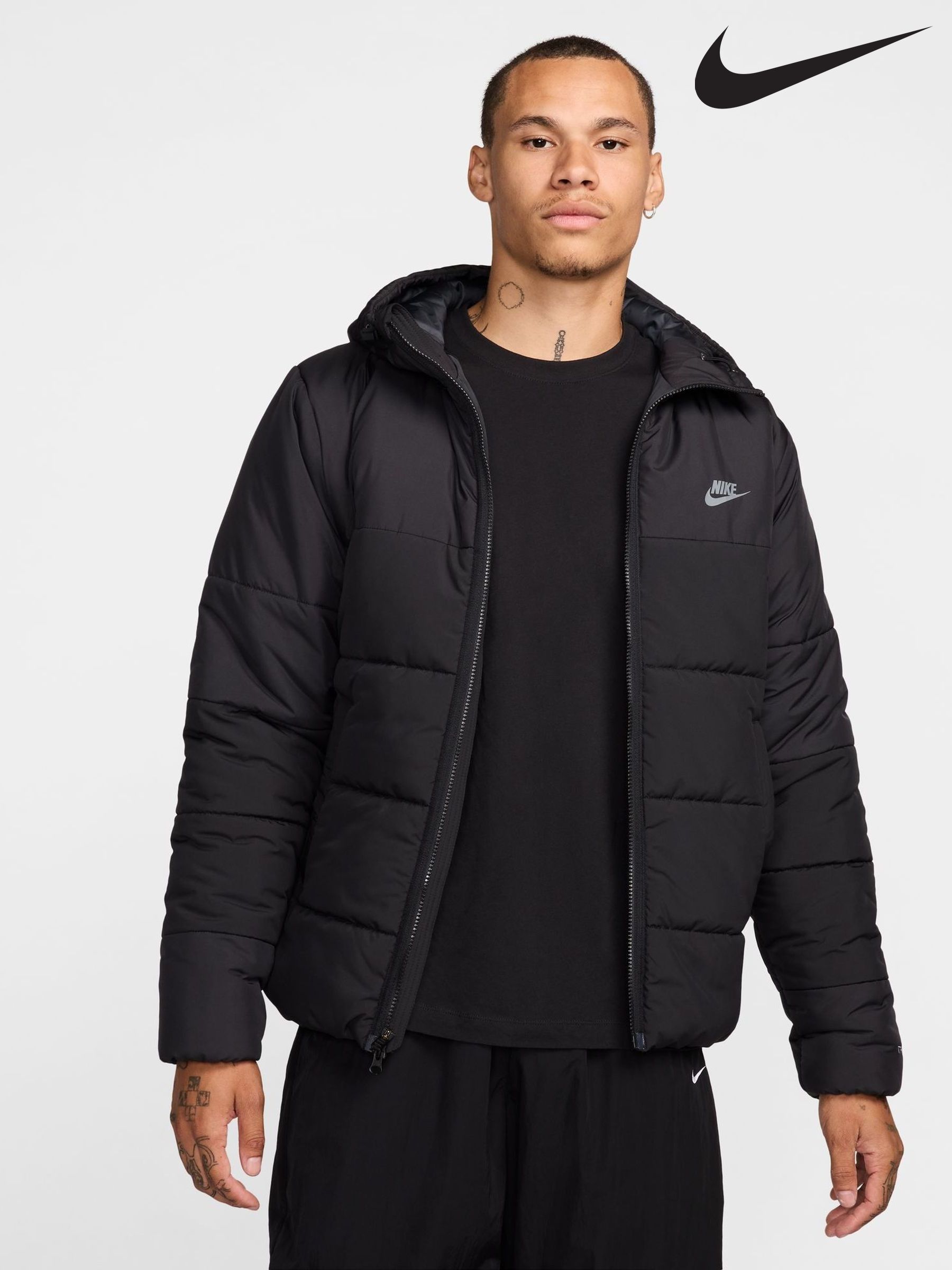 nike padded jacket mens black