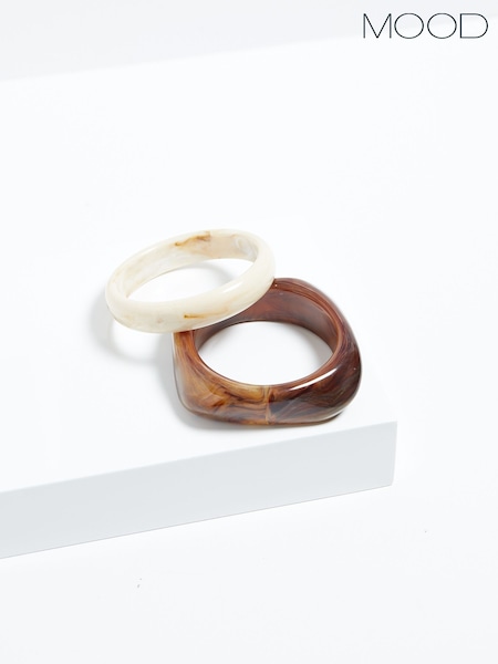 Mood Gold Tone Tort Mixed Resin Stacker Bangle Bracelets 2 Pack (F30693) | €29