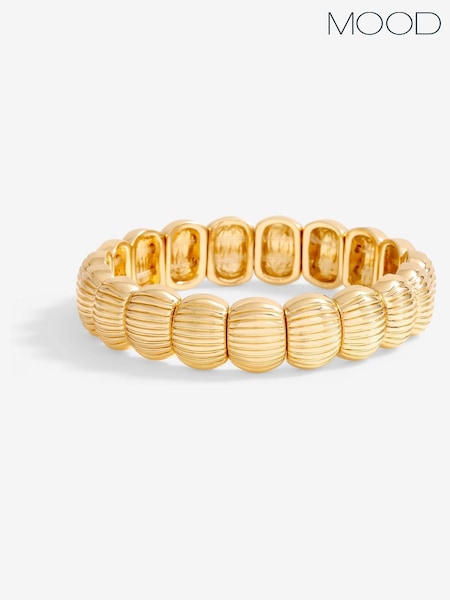 Mood Gold Tone Polished Ridged Stretch Bracelet (F30703) | €17.50