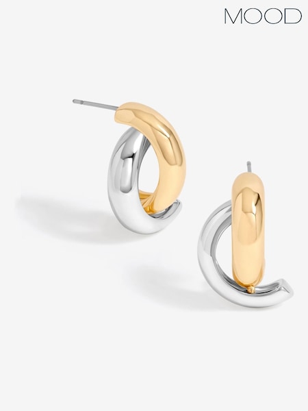 Mood Silver Tone Polished Twist Hoop Earrings (F30720) | €17