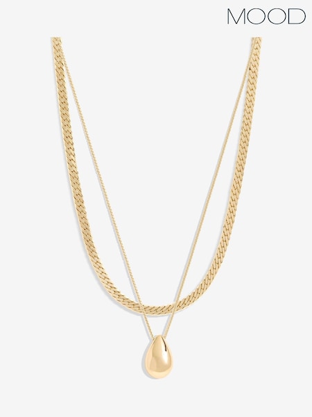 Mood Tone Polished Dome Layered Chain Pendant Necklace Pack Of 2 (F30752) | kr380