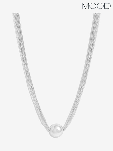 Mood Silver Tone Chain Orb Allway Necklace (F30762) | €26