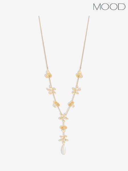 Mood Mixed Flower Linear Y-Drop Necklace (F30775) | kr420