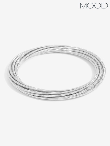 Mood Silver Tone Ridged Polished Multi Bangle (F30776) | €20