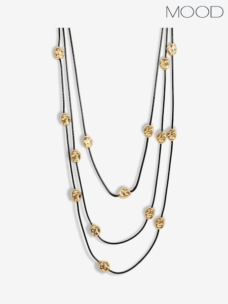 Mood Gold Tone Nugget Multirow Cord Necklace (F30782) | €28
