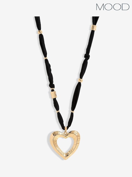 Mood Gold Tone Hammered Heart Long Pendant Necklace (F30802) | €22.50