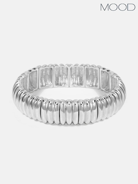 Mood Silver Tone Ridged Stretch Bracelet (F30803) | €24