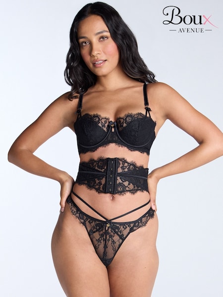 Boux Avenue Black Floretta Lace Waspie Suspenders (F30812) | €35