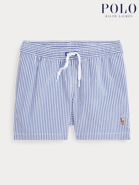 Polo Ralph Lauren Blue Boys Traveler Stretch Seersucker Swim Shorts (F30826) | €86 - €99