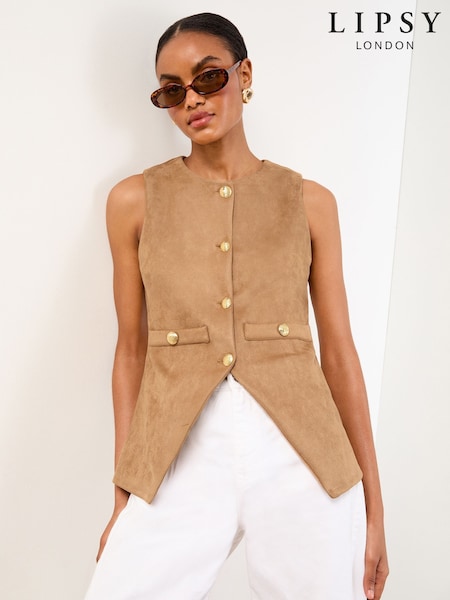 Lipsy Tan Faux Suede Waistcoat (F30864) | €55