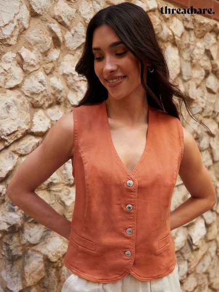 Threadbare Orange Tailored Denim Waistcoat (F30908) | €34