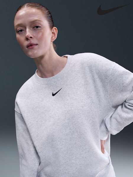 Nike Birch Grey Oversized Phoenix Fleece Crew Neck Sweatshirt (F30956) | €63