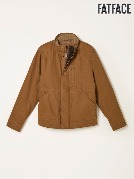 FatFace Wardly Tan Brown Canvas Funnel Neck Jacket (F31118) | AED693