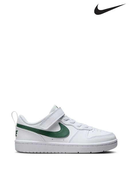 Nike White/Fir Green Junior Court Borough Low Recraft Trainers (F31124) | €54