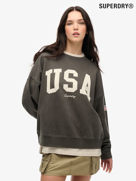 Superdry Grey Athletic Relaxed Crew 100% Cotton Sweatshirt (F31146) | R$ 445