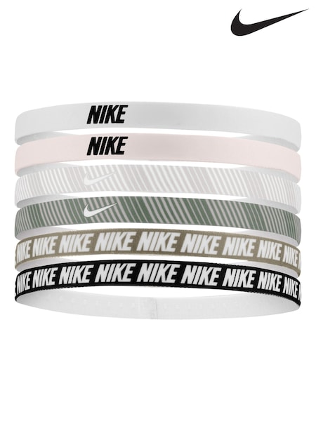 Nike White/Green Printed Flex Classic Headbands 6 Pack (F31303) | €17.50