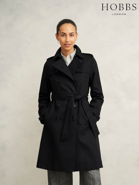 Hobbs Black Petite Skylar Trench Coat (F31335) | AED1,275
