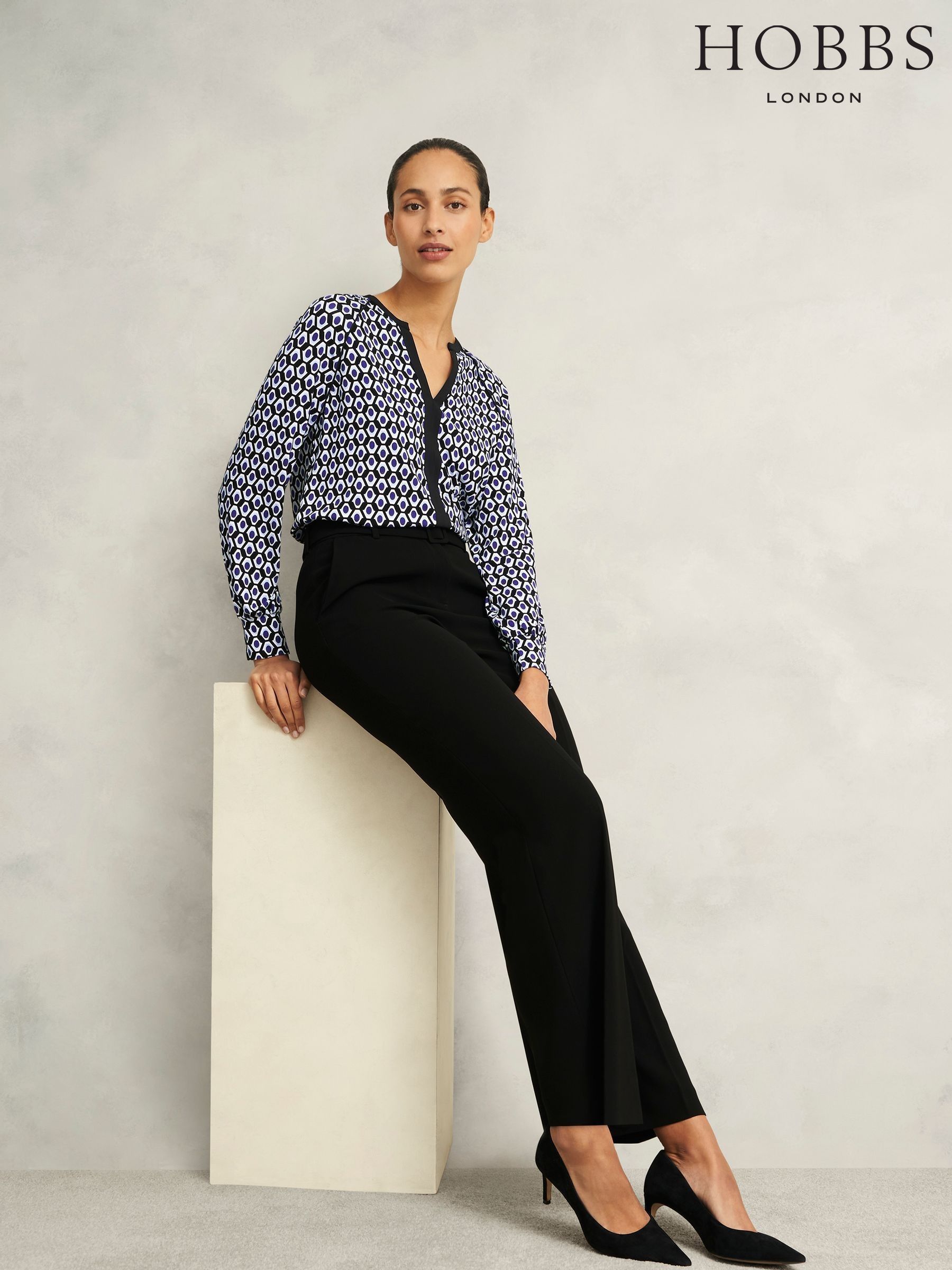 Women's Blouses Hobbs Print V-Neck Tops | Next Oman Women's Blouses Hobbs Print V-Neck Tops | Next Oman