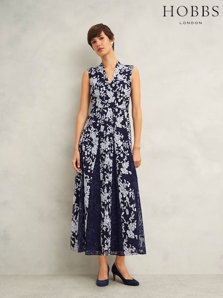 Hobbs Blue Petite Quin Dress (F31338) | €293