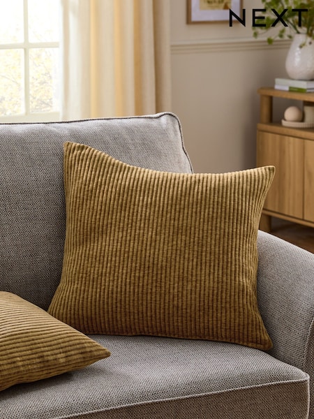Ochre Yellow 59 x 59cm Corded Chenille Cushion (F31362) | €23.50
