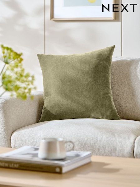 Green Loxley Velvet 50 x 50cm Knife Edge Cushion (F31369) | €16