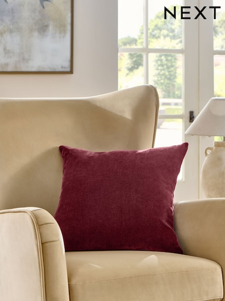 Berry Red Loxley Velvet 50 x 50cm Knife Edge Cushion (F31374) | AED65