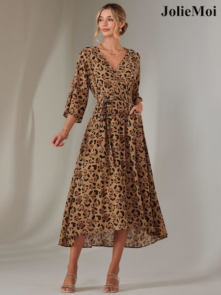 Jolie Moi Gold Spot Printed Chiffon Maxi Dress (F31376) | €118