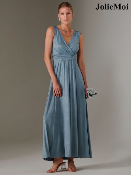 Jolie Moi Blue Ella Wrap Bodice Jersey Dress (F31381) | 421 QAR