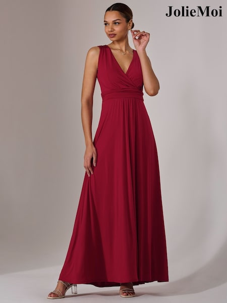 Jolie Moi Red Ella Wrap Bodice Jersey Dress (F31382) | R$ 840