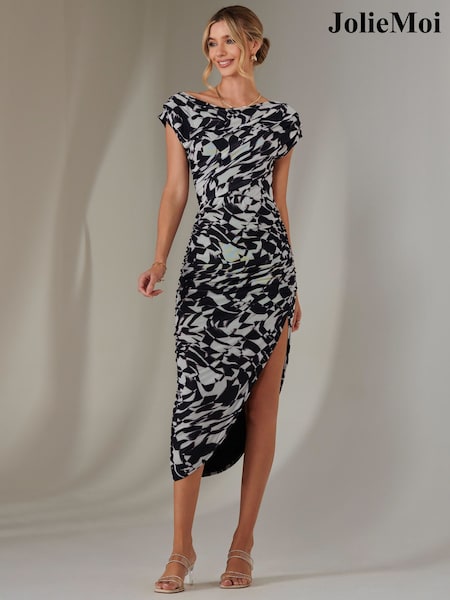 Jolie Moi Black Lois Off Shoulder Bodycon Dress (F31383) | 391 QAR