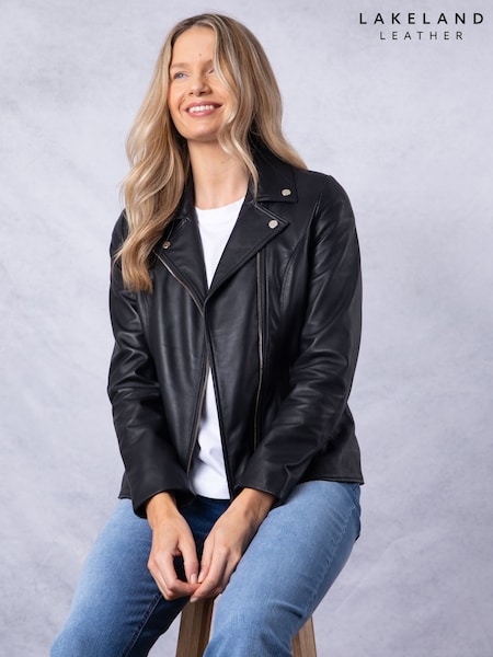 שחור - Lakeland Leather Knotts Biker Jacket (F31453) | ‏1,504‏₪